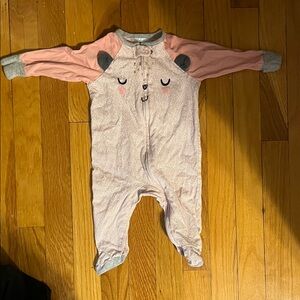 Gerber Pink and Gray Kids Footie with Bear Design